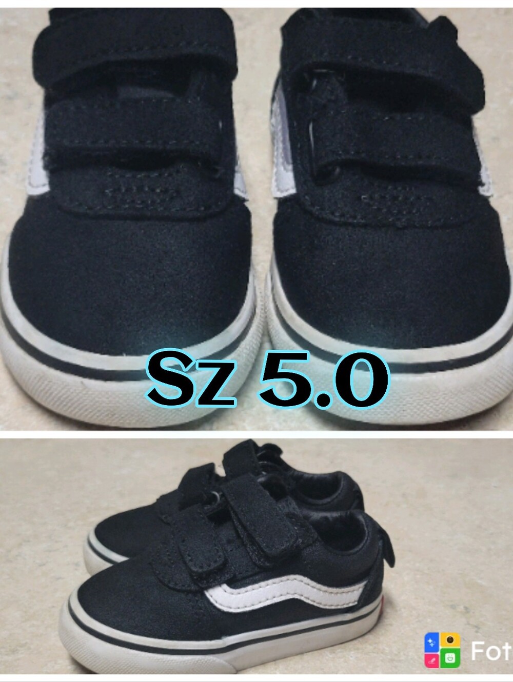 Kids Black Velcro Casual Sneakers